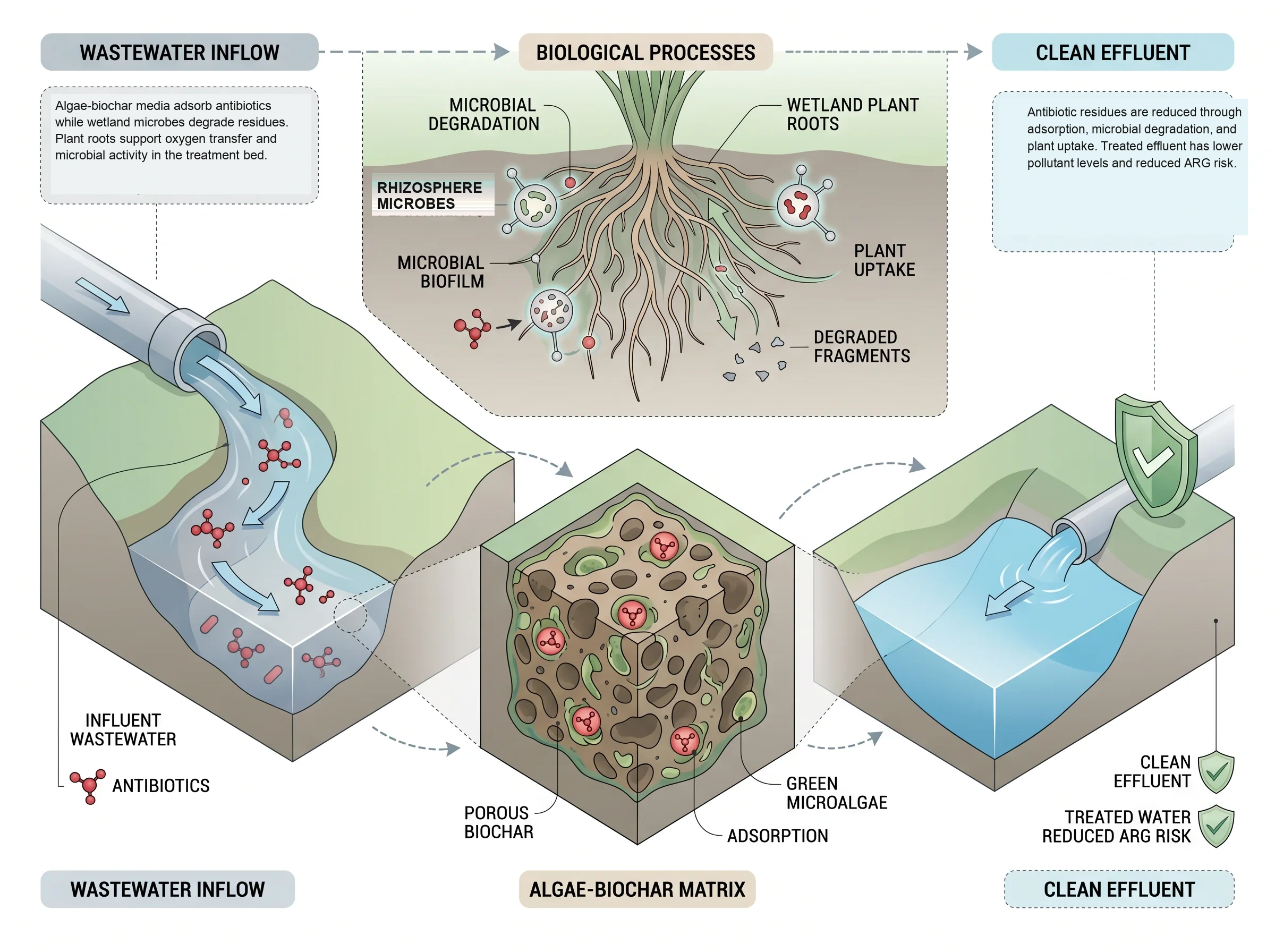 Algae-Biochar Wetland for Antibiotic Removal