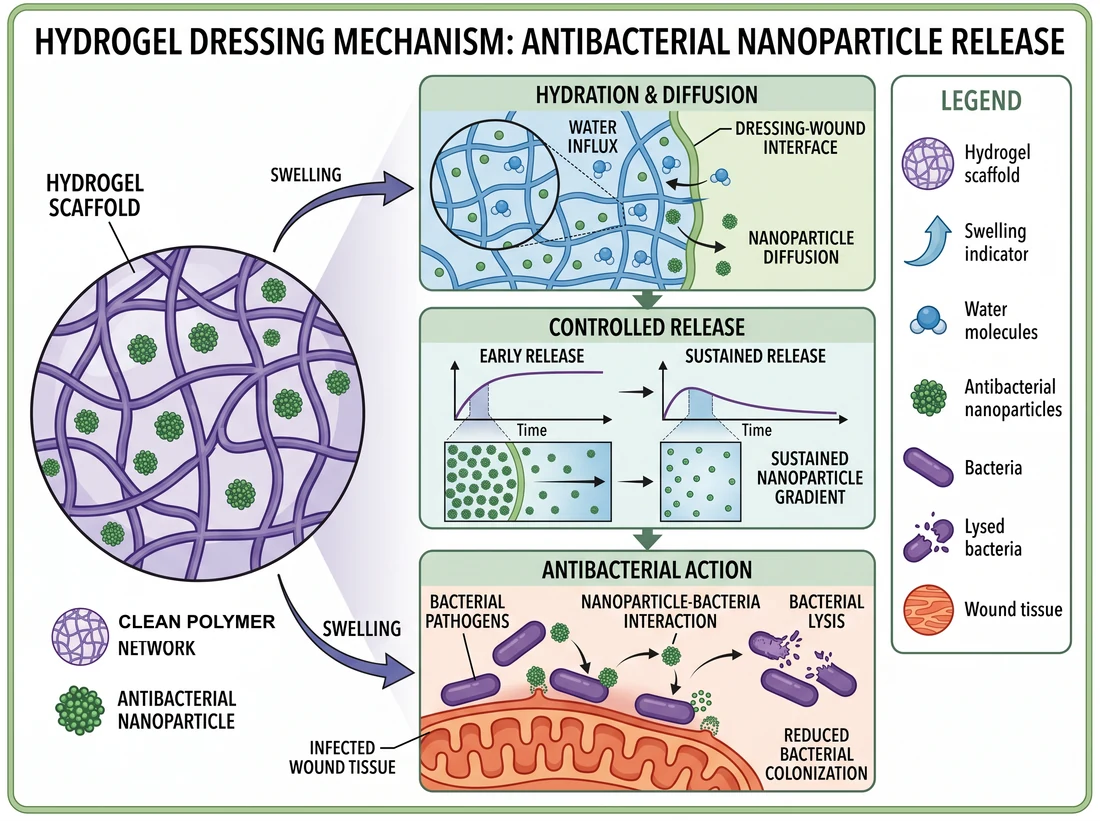 Generated hydrogel antibacterial wound-dressing mechanism figure