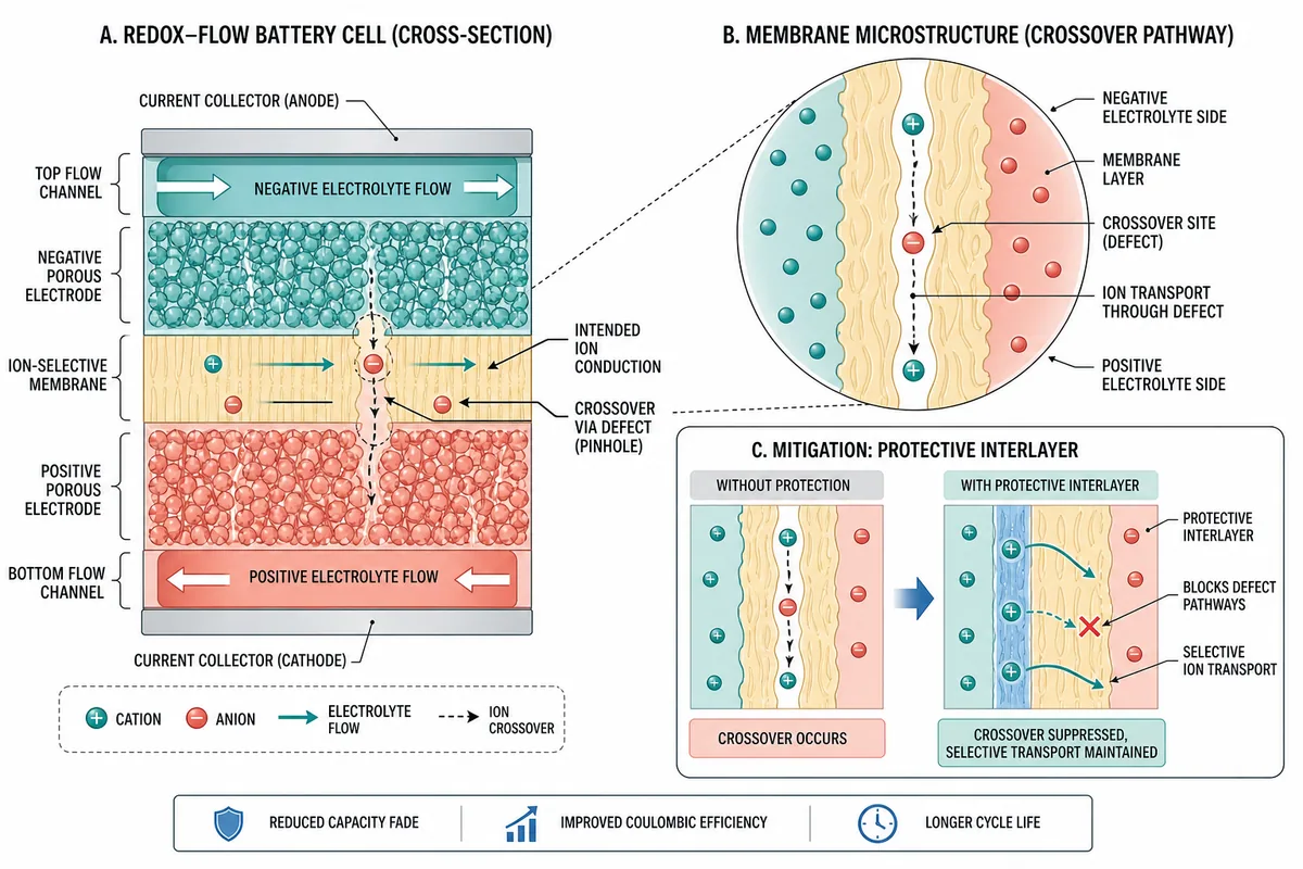 Generated redox-flow battery membrane crossover figure