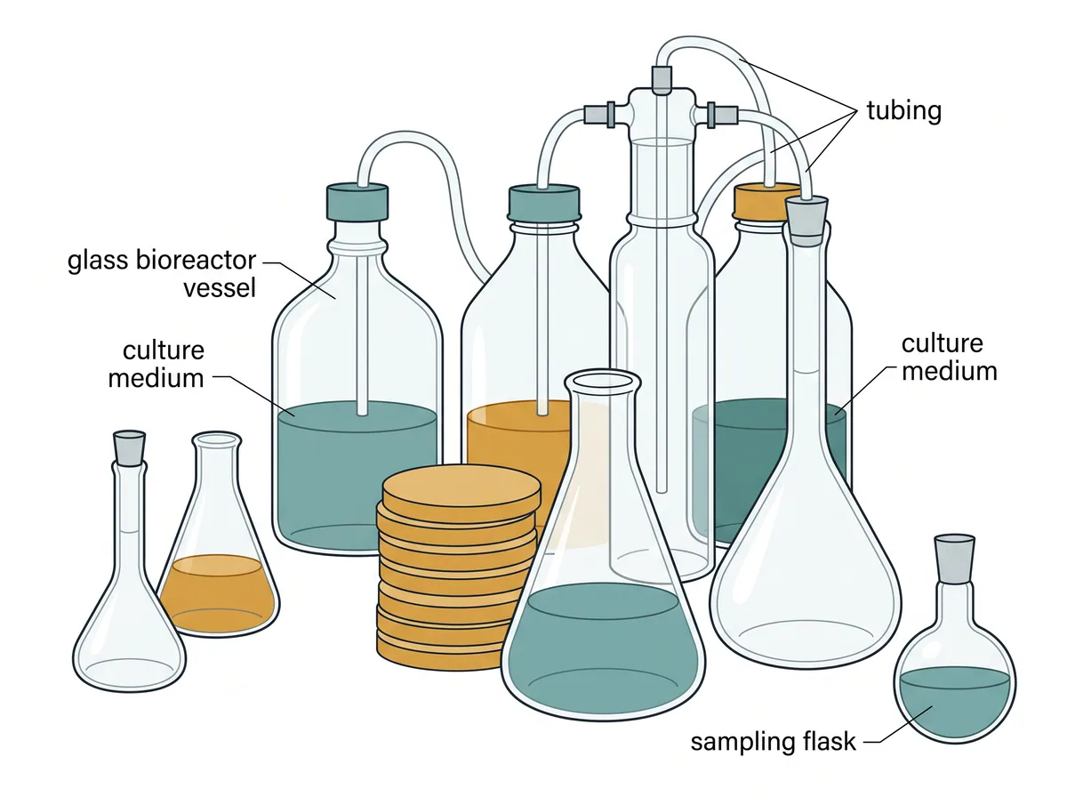 Labeled glass bioreactor methods schematic